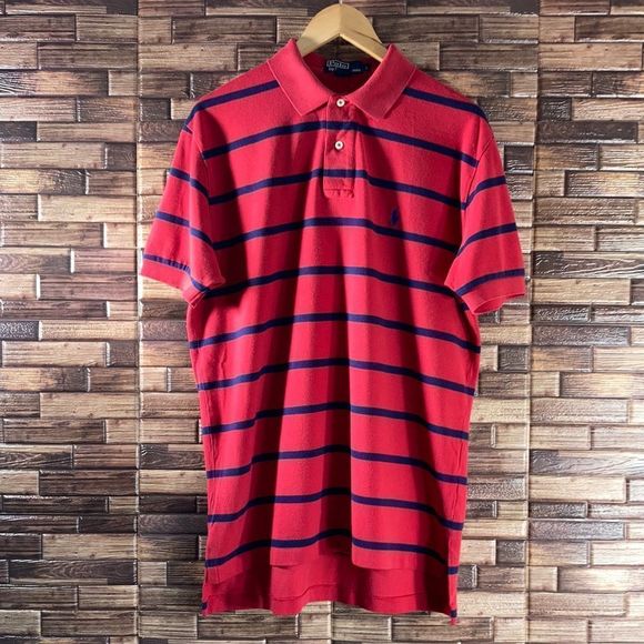 Vintage 90’s Mens Large Polo by Ralph Lauren Red & Navy Blue - Picture 1 of 9
